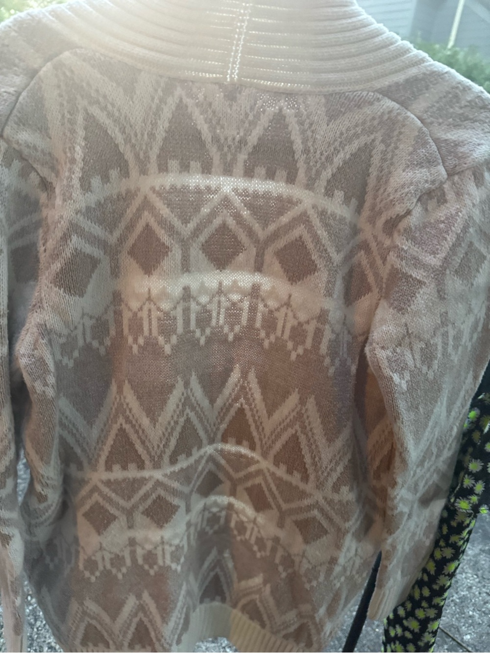Old Navy Beige and Cream Fair Isle Crewneck Sweater